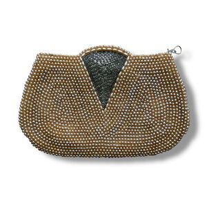 Vintage 1940's Charlet Bags Japan Beaded Zip Top Clutch VERY NICE Piece